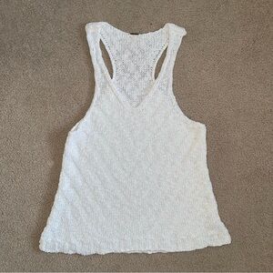 Free People White Knit Tank Top Boho Racerback Lightweight Sweater Tank